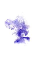 Purple ink dropped in to water isolated white background. Abstract color dissolving in water photo
