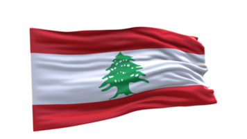 Lebanon Flag 3d render waving fabric textured clipart transparent background image png