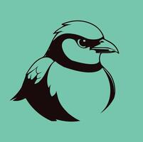 A back bird with a green background vector