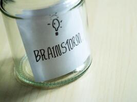 Idea generation at office desk creative brainstorming in a bright environment photo