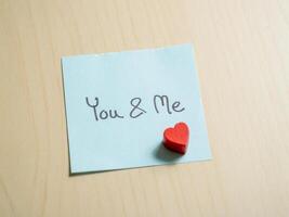 Romantic gesture you and me note on desk personal space memo intimate heartfelt message photo