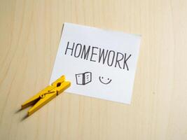 Homework reminder note study space graphic design simple background close-up education concept photo