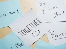 Heartfelt messages of love and togetherness home notes intimate close-up emotional connection photo