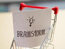 Creative workspace brainstorming session for idea generation in business environment photo