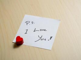 Romantic note home personal message intimate setting close-up love expression photo