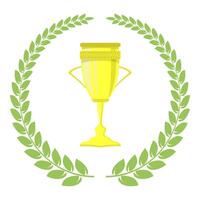 Green Leaves. Different Wreath. Award Icon. Placement in a Sporting Competition Contest or Business and Education Challenge. Round Label with Laurel Wheat for First Place. vector