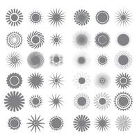Different Sun Icons Isolated on White Background. vector