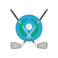 Golf Ball and Sticks with Green Laurel Isolated on White Background. vector