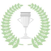 Green Leaves. Circle Wreath. Award Icon. Placement in a Sporting Competition Contest or Business and Education Challenge. Round Label with Laurel Wreath for First Place. vector