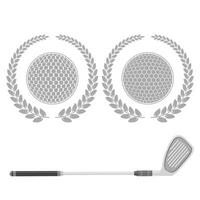 Golf Ball and Stick with Grey Laurel Isolated on White Background. vector