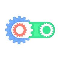 Techno Background with Geometric Gear Wheels Icon. Machinery Logo. Modern Mechanism Cog Concept. Technologic Mechanical Cogwheel Tool on White Background. Teamwork Symbol. Part of Transmission. vector