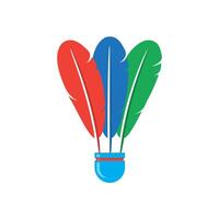 Shuttlecock Icon with Colorful Feathers Isolated on White Background. vector