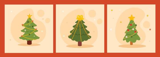 Set of Christmas trees card. Illustration in a flat style. Christmas tree. vector