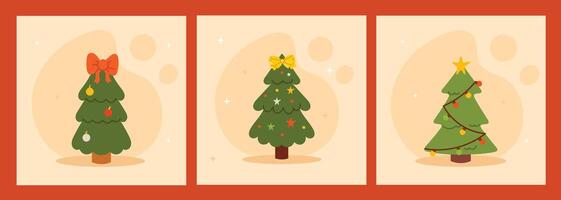 Set of Christmas trees. Illustration in a flat style. Christmas tree. vector