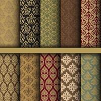Geometric floral set of seamless patterns. backgrounds. Damask graphic ornaments. vector