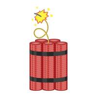 Bomb Icon on White Background. Detonate Dynamite Concept. TNT Red Stick. Design Element for Flyer and Poster. Explode Flash, Burn Explosion. vector