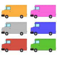 Set of Colorful Truck Isolated on White Background. vector