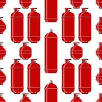 Red Gas Tank Seamless Pattern Isolated on White Background. Metallic Cylinder Container for Propane. vector