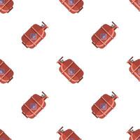 Red Gas Tank Seamless Pattern Isolated on White Background. Metallic Cylinder Container for Propane. vector