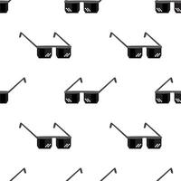 Isometric Pixel Glasses Icon Isolated on White Background. Black Plastic Sunglasses. Seamless Pattern. vector