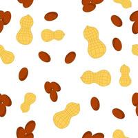 Tasty Peanut Seamless Pattern Isolated on White Background. Nut Seeds. vector
