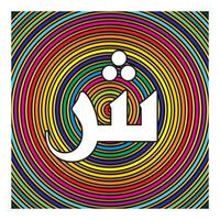 kufic white alphabet design on colorful lines background vector