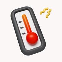 3d Weather thermometer showing climate change rising temperature. icon isolated on white background. 3d rendering illustration. Clipping path. photo