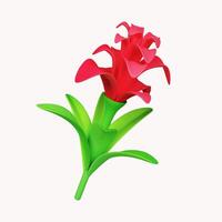 3d bromeliad flower . icon isolated on white background. 3d rendering illustration. Clipping path. photo
