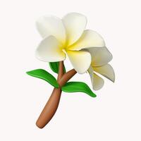 3d frangipani flowers .icon isolated on white background. 3d rendering illustration. Clipping path. photo