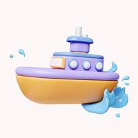 3D Cruise ship with ocean .time to travel. summer vacation and holidays concept. icon isolated on white background. 3d rendering illustration. Clipping path. photo