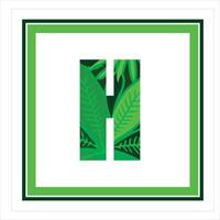 Trendy green leaves jungle alphabet typography fonts design on white background vector