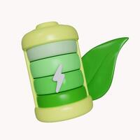 3d battery icon smart energy saving, Happy earth day, World environment day, Eco friendly. icon isolated on white background. 3d rendering illustration. Clipping path. photo