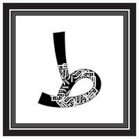 free style kufic and black and white alphabet design in white background vector