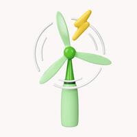 3d Wind mill, wind turbine. Renewable wind energy, green and alternative eco energy concept. icon isolated on white background. 3d rendering illustration. Clipping path. photo