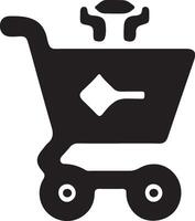 Minimal silhouette illustration of modern shopping cart. vector