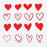Hand Drawn Red Heart Icon isolated on white background vector