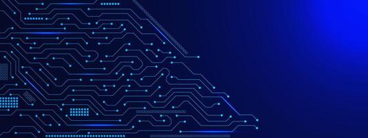 Futuristic circuit board with glowing electronic elements for engineering technology banner vector