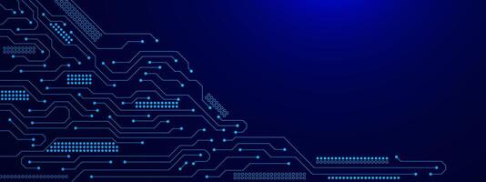 Abstract futuristic circuit board for Artificial Intelligence banner background. Electronic elements, motherboard, communication and digital technology concept vector