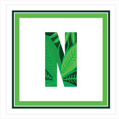 Trendy green leaves jungle alphabet typography fonts design on white background