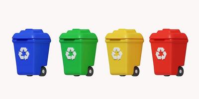 3d bin Recycle for save the earth and keep environment plastic. icon isolated on white background. 3d rendering illustration. Clipping path. photo