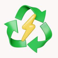 3d Recycle energy saving power concept, renewable, sustainable energy sources. Environmental social concept. icon isolated on white background. 3d rendering illustration. Clipping path. photo