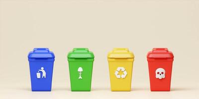 3d waste separation. plastic waste problem. Global warming problem concept. 3d rendering illustration. photo