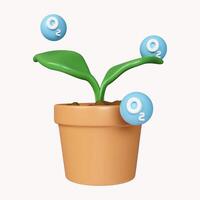 3d eco green clean air oxygen. icon isolated on white background. 3d rendering illustration. Clipping path. photo
