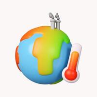 3D Global Warming. factory emitting air pollution. greenhouse effect. heat wave. icon isolated on white background. 3d rendering illustration. Clipping path. photo
