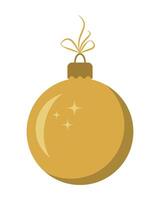 Christmas tree gold ball with bow. Symbol of happy new year, Christmas holiday, winter. Decorative element for Christmas design. vector