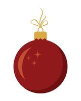 Christmas tree red ball with bow. Symbol of happy new year, Christmas holiday, winter. Decorative element for Christmas design. vector