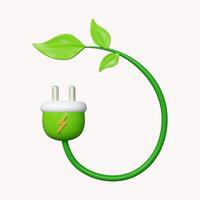 3d Eco plug line Environmentally friendly sources of energy. icon isolated on white background. 3d rendering illustration. Clipping path. photo