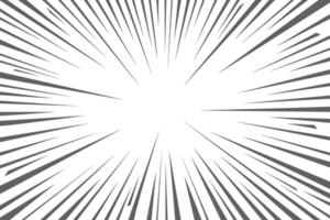 Speed lines in frame for manga comics book. Radial motion background. Monochrome explosion and flash glow. vector