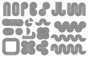Abstract line pattern shapes. Arches and geometric retro waves on white background. Curve organic and modern simple figures for posters. Outline minimal vintage stripes. vector