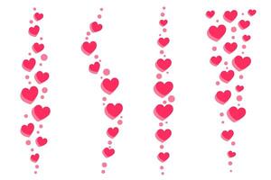 Love like streams. Flying heart icons for social media and reactions. Elements isolated on a white background. vector